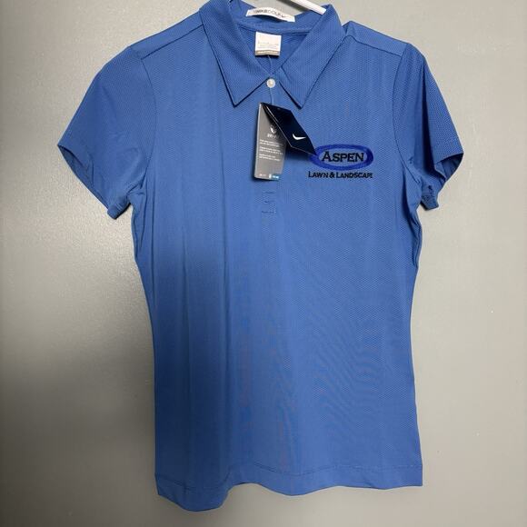 NWT Nike Women’s Golf Sport Shirt New Blue Logo Medium Top Polo Collar LPGA - Picture 1 of 6
